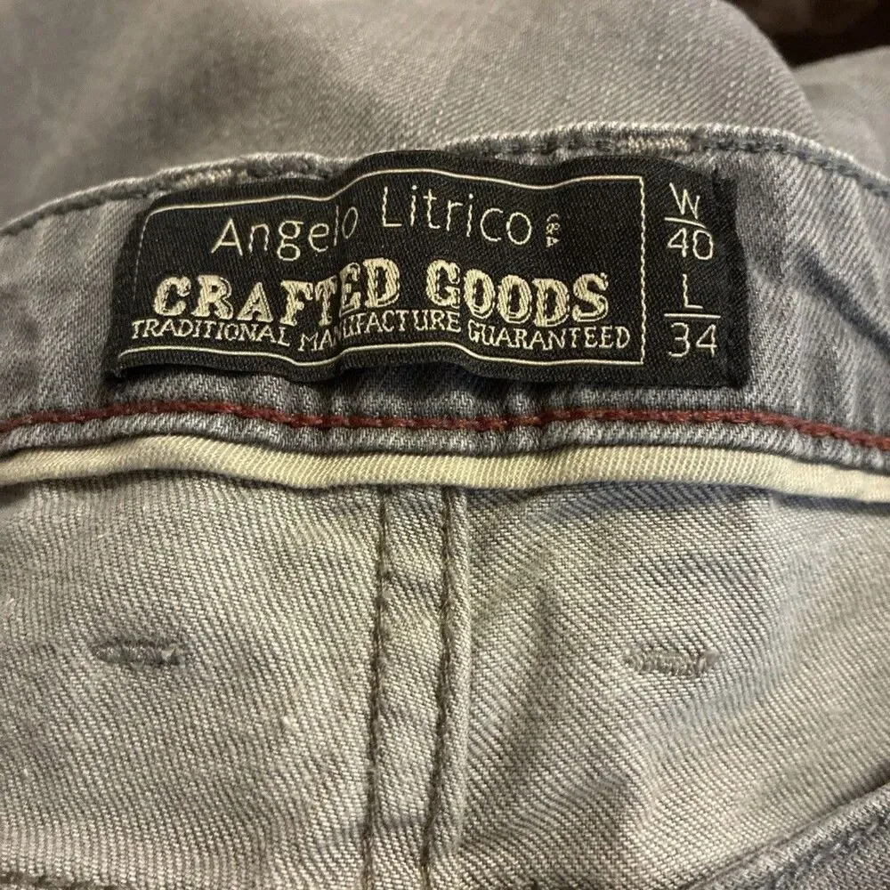 Angelo Litrico Crafted Goods, Slim Leg, Gray Men’s Jeans. 40x34 W/ 10.5” Inseam